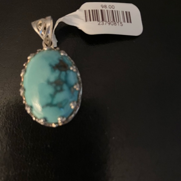 Elegant Turquoise Pendant Necklace, sterling silver. - Picture 5 of 7